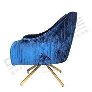 УЦЕНКА! Кресло Бонн вращающееся синий бархат + металл под золото - 3