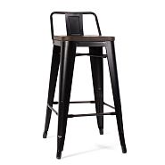 Барный стул TOLIX со спинкой черная сталь + дерево - 7
