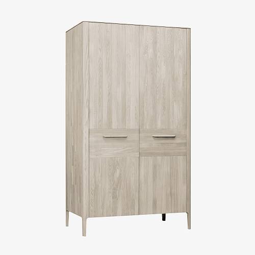картинка Шкаф Аделаида 2-х дверный 120х60х210 см массив дуба тон светлый натуральный (масло) от производителя дизайнерской мебели Deephouse