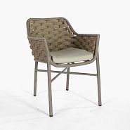 Кресло Кицбюэль плетеное бежевое, подушка ткань бежевая, ножки бежевый металл - 1