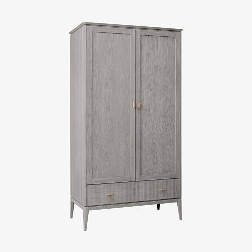 картинка Шкаф Брисбен 115х61х210 см, 2 двери, массив дуба тон серебристо-серый (масло) от производителя дизайнерской мебели Deephouse