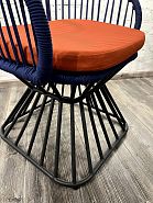 Кресло плетеное синее с оранжевой подушкой (образец) - 10