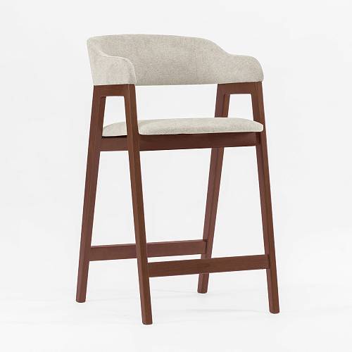 картинка Стул Челси полубарный белая ткань массив бука (орех) высота подлокотников 83,5 см от производителя дизайнерской мебели Deephouse