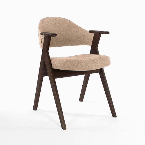 картинка Стул Лестер светло-коричневая ткань массив бука (темный орех) от производителя дизайнерской мебели Deephouse