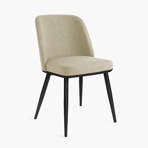 картинка Стул Трентино без подлокотников без выреза светло-бежевая ткань ясень тон черный (лак/матовый) от производителя дизайнерской мебели Deephouse