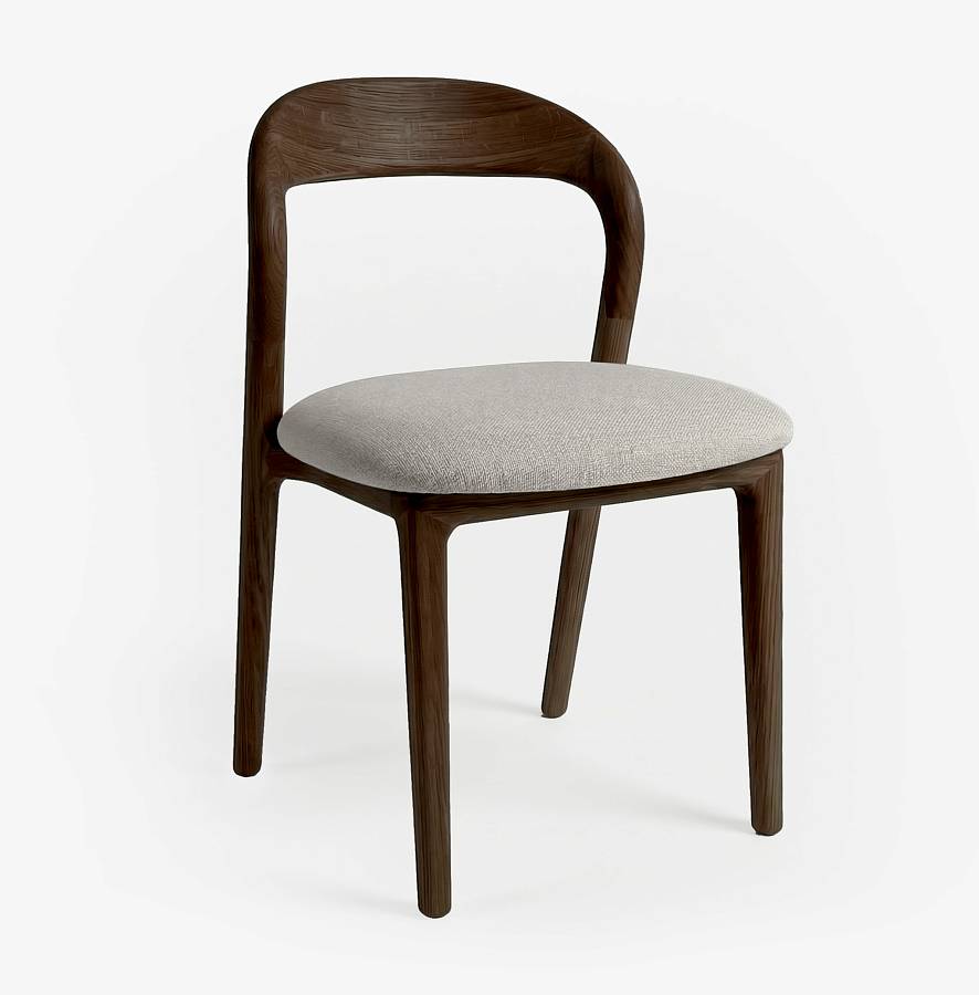 картинка Стул Лугано без подлокотников светло-серая ткань дуб тон темный орех (масло) от производителя дизайнерской мебели Deephouse