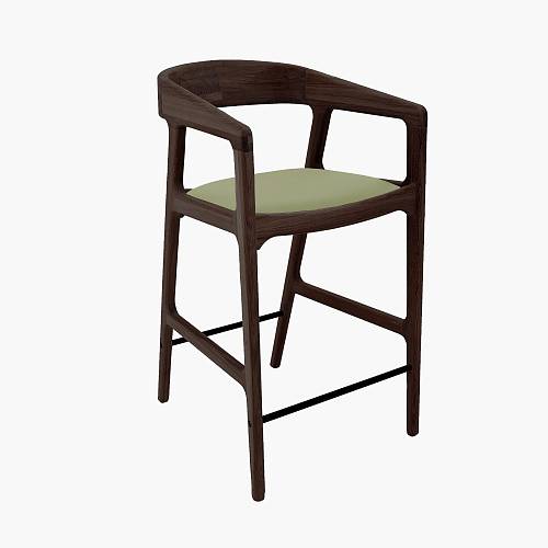 картинка Стул Речото полубарный оливковая натуральная кожа дуб (темный орех) от производителя дизайнерской мебели Deephouse