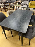 Стол Тааль 130+30*80 см темная столешница керамика на стекле, ножки металл (черный) - 9