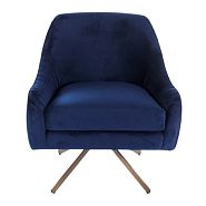 Кресло Бонн вращающееся синий бархат + металл под золото - 7