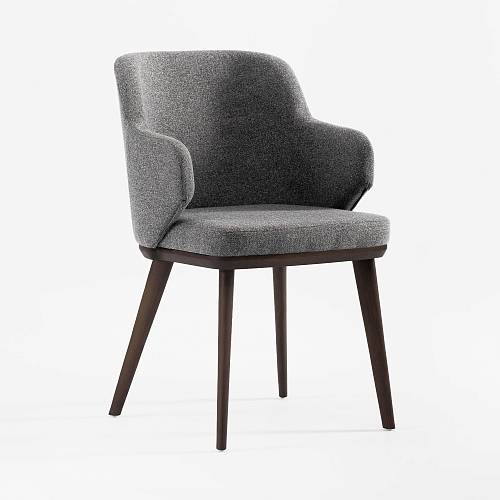 картинка Стул Трентино с подлокотниками без выреза серая ткань ясень тон темный орех (лак/матовый) от производителя дизайнерской мебели Deephouse