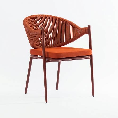 картинка Стул Риччоне плетеный терракотовый подушка терракотовая ткань ножки металл терракотовый от производителя дизайнерской мебели Deephouse
