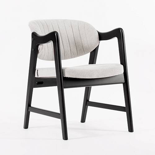 картинка Стул Монтерей пепельная ткань массив бука (черный лак) от производителя дизайнерской мебели Deephouse