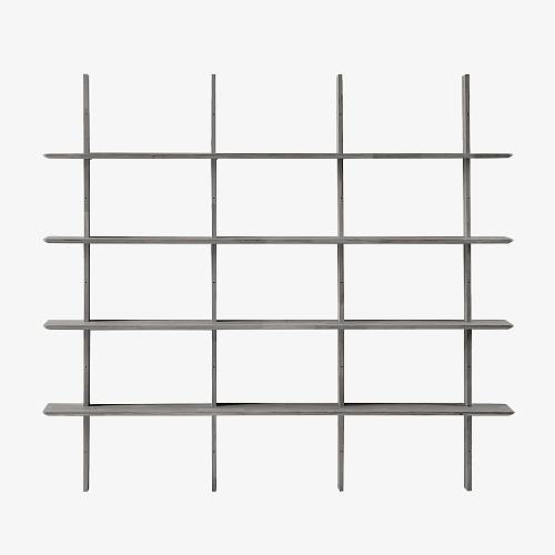 картинка Стеллаж Тампере 2 197х25х176 см массив дуба тон серебристо-серый (масло) от производителя дизайнерской мебели Deephouse