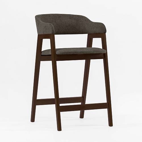 картинка Стул Челси барный серо-коричневая ткань массив бука (темный орех) высота подлокотников 93,5 см от производителя дизайнерской мебели Deephouse