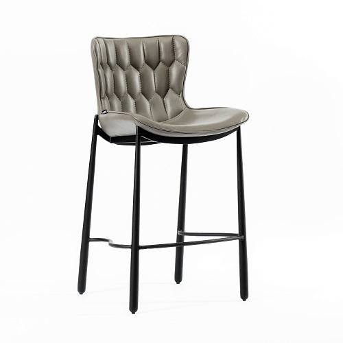картинка Стул полубарный Бейра серая экокожа ножки черные от производителя дизайнерской мебели Deephouse