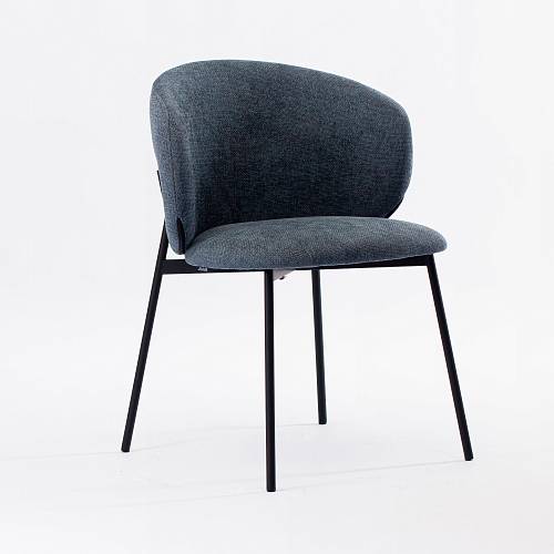 картинка Стул Шамбери синяя ткань ножки металл (черный) от производителя дизайнерской мебели Deephouse