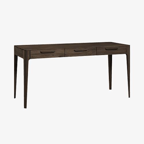 картинка Стол письменный Аделаида с 3 ящиками 159х60х76 см массив дуба тон темный орех (бейц/лак) от производителя дизайнерской мебели Deephouse