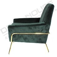 Кресло Амстердам темно-зеленый бархат + ножки золотой металл - 3