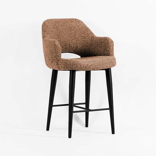 картинка Стул барный Мартин терракотовая ткань букле ножки черные от производителя дизайнерской мебели Deephouse