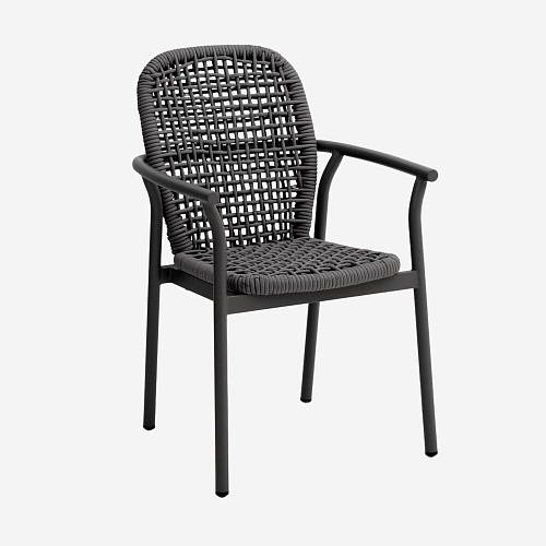 картинка Стул Позитано плетеный темно-серый ножки темно-серый металл от производителя дизайнерской мебели Deephouse