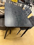 Стол Тааль 130+30*80 см темная столешница керамика на стекле, ножки металл (черный) - 5
