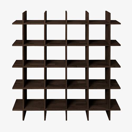 картинка Стеллаж Тронхейм 160х30х160 см массив дуба тон темный орех (бейц/лак) от производителя дизайнерской мебели Deephouse