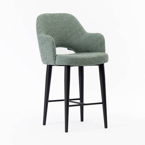 картинка Стул Мартин полубарный серо-зеленая ткань ножки черные от производителя дизайнерской мебели Deephouse