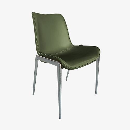 картинка Стул Эссен без подлокотников зеленая экокожа ножки хромированные от производителя дизайнерской мебели Deephouse