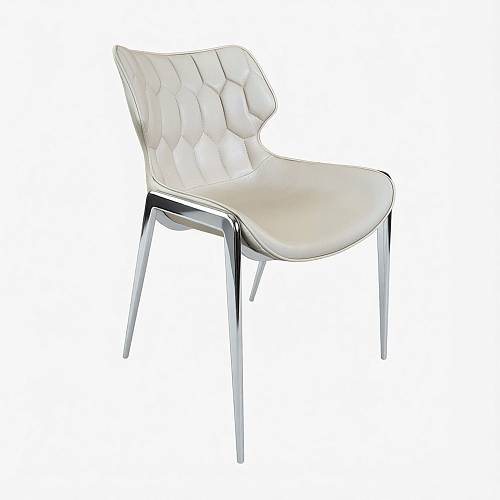 картинка Стул Найроби светло-бежевая экокожа ножки хромированные от производителя дизайнерской мебели Deephouse