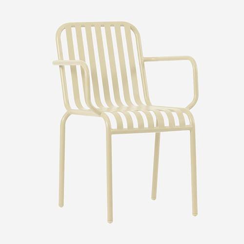 картинка Стул Кальяри с подлокотниками металлический тон желтый подушка желтая от производителя дизайнерской мебели Deephouse