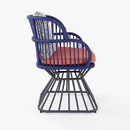 Outlet! Кресло плетеное синее с оранжевой подушкой (образец) - 3