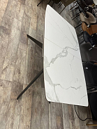 Стол Маттерхорн 160+60*90 см белая столешница керамика на стекле, ножки металл (черный) - 6