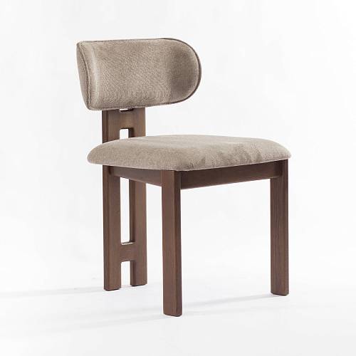картинка Стул Виго без подлокотников бежево-коричневая ткань дуб тон орех от производителя дизайнерской мебели Deephouse