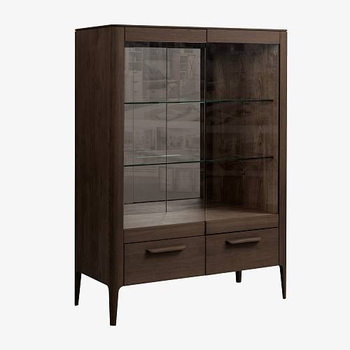 картинка Витрина Аделаида 102х46х140 см, массив дуба тон темный орех (бейц/лак) от производителя дизайнерской мебели Deephouse