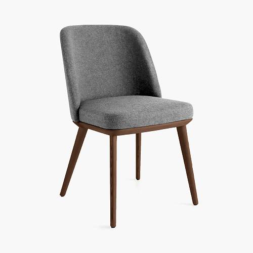 картинка Стул Трентино без подлокотников без выреза светло-серая ткань ясень тон орех (лак/матовый) от производителя дизайнерской мебели Deephouse