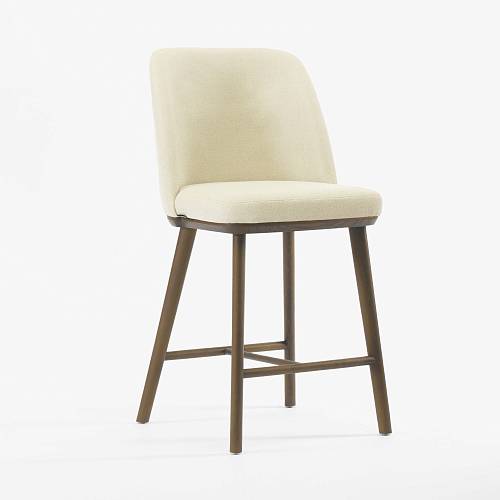 картинка Стул Трентино полубарный без подлокотников без выреза светло-бежевая ткань ясень тон терра (лак/матовый) от производителя дизайнерской мебели Deephouse