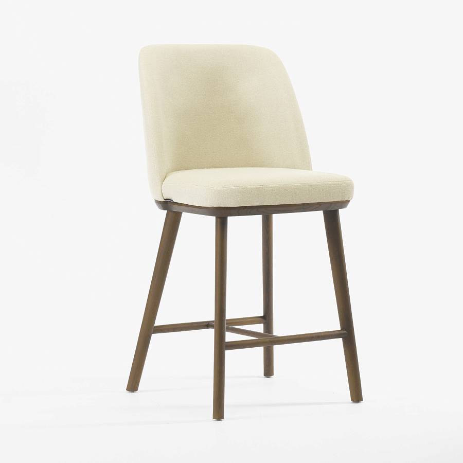 картинка Стул Трентино полубарный без подлокотников без выреза светло-бежевая ткань ясень тон терра (лак/матовый) от производителя дизайнерской мебели Deephouse