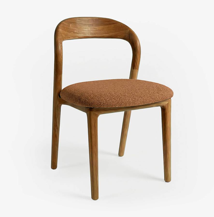 картинка Стул Лугано без подлокотников терракотовая ткань дуб тон коньяк (масло) от производителя дизайнерской мебели Deephouse