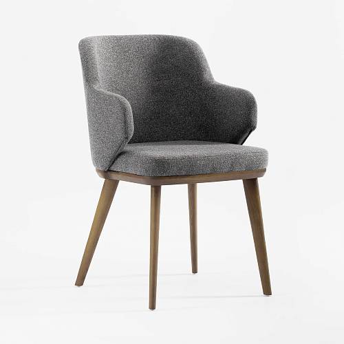 картинка Стул Трентино с подлокотниками без выреза серая ткань ясень тон терра (лак/матовый) от производителя дизайнерской мебели Deephouse