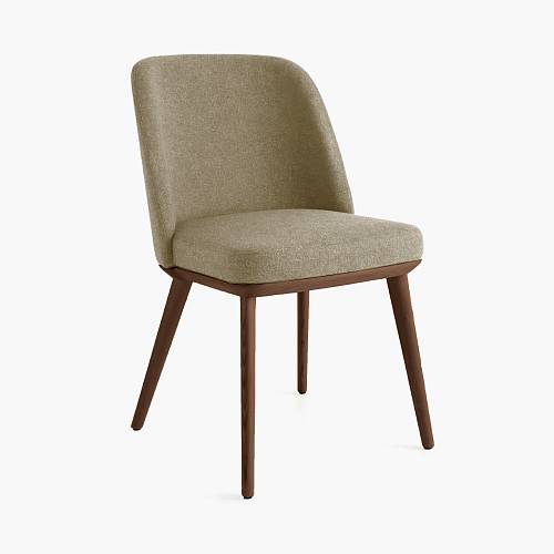 картинка Стул Трентино без подлокотников без выреза бежево-коричневая ткань ясень тон орех (лак/матовый) от производителя дизайнерской мебели Deephouse