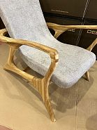 Кресло Хорсес с подставкой для ног светло-серая ткань, дуб, тон бесцветный - 13