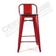 Барный стул TOLIX красный + темное дерево - 2