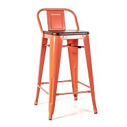 Полубарный стул TOLIX оранжевый + темное дерево - 1