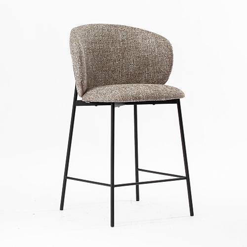 картинка Стул Шамбери полубарный бежево-коричневая ткань ножки металл (черный) от производителя дизайнерской мебели Deephouse