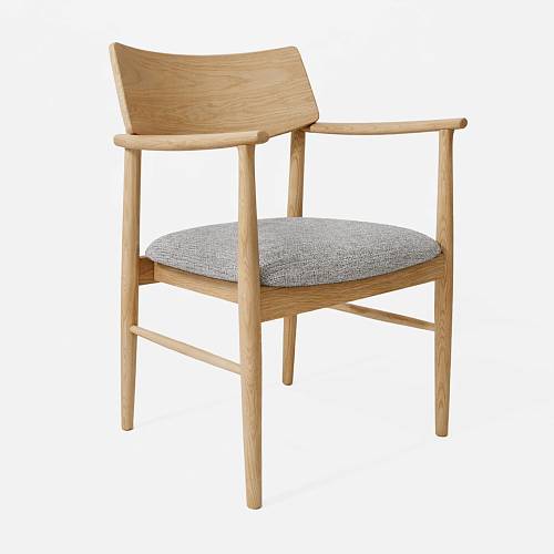 картинка Стул Сёгун светло-серая ткань дуб тон натуральный (масло) от производителя дизайнерской мебели Deephouse