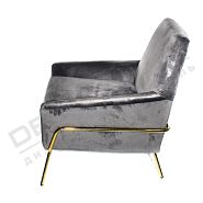 Кресло Амстердам бархат серый + ножки золотой металл - 3