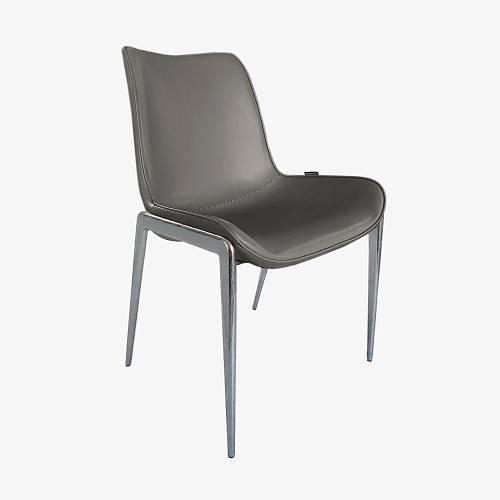картинка Стул Эссен без подлокотников серая экокожа ножки хромированные от производителя дизайнерской мебели Deephouse