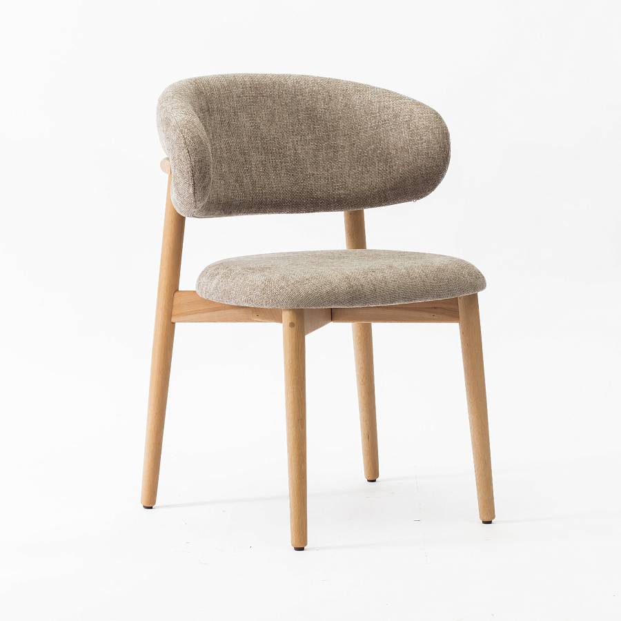 картинка Стул Феррара бежево-коричневая ткань ножки бук тон натуральный от производителя дизайнерской мебели Deephouse