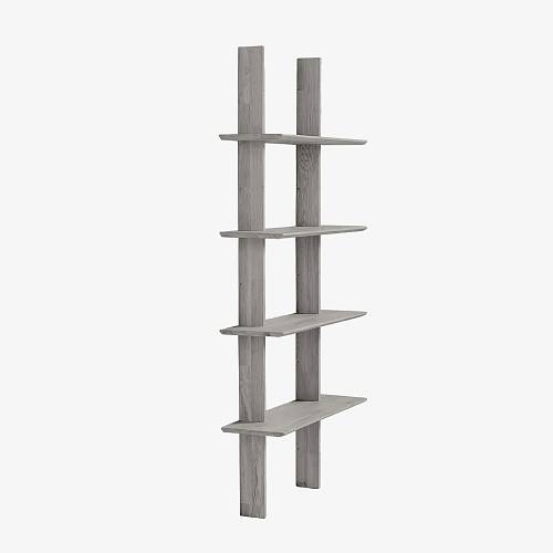 картинка Стеллаж Тампере 88,5х25х176 см массив дуба тон серебристо-серый (масло) от производителя дизайнерской мебели Deephouse