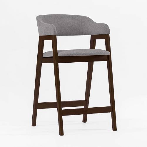 картинка Стул Челси барный светло-серая ткань массив бука (темный орех) высота подлокотников 93,5 см от производителя дизайнерской мебели Deephouse